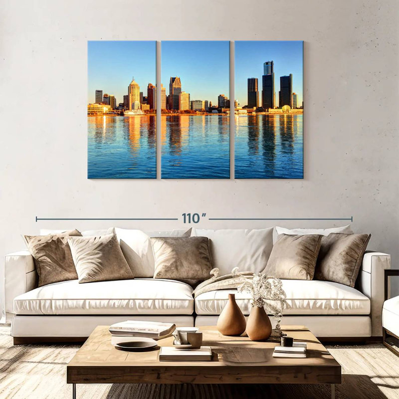 Nicci Detroit Waterfront Skyline, H 48 po x l 74 po