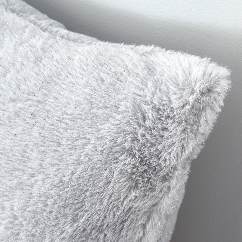 Cosy Glamour Fur Cushion Cover, Silver