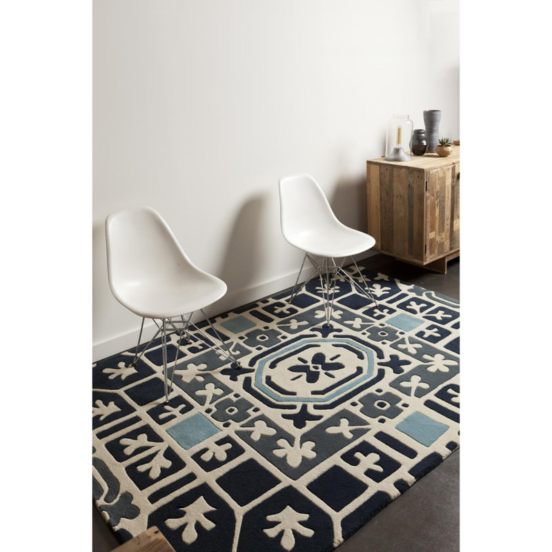 Tapis bleu leva, 5 pi x 7 pi 6 po