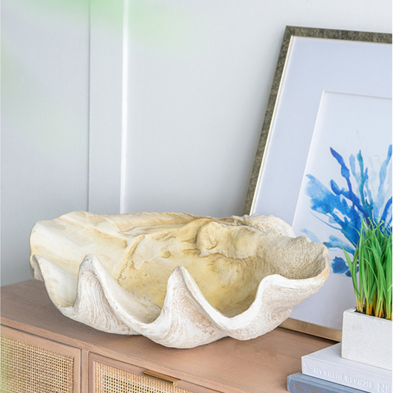 25.3x16.5x8.5" Large Clam Shell Accent, 25.3x16.5x8.5"