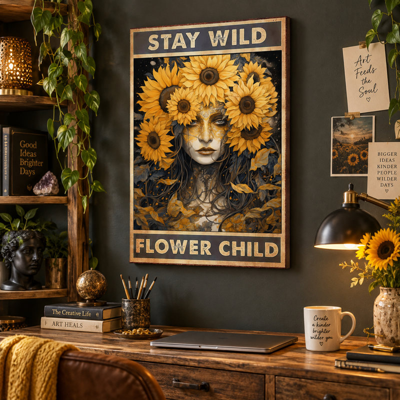 Art mural sur toile Stay Wild Flower, 11"W x 14"H
