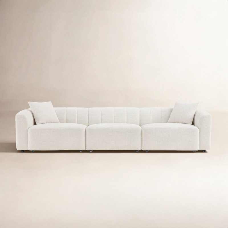 Augustine 3-Piece Modular Sofa, Merino Pearl Performance Boucle