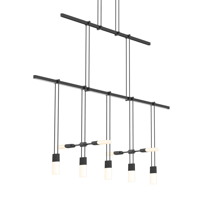 Suspenders 27" Satin Black Glass LED Island Pendant