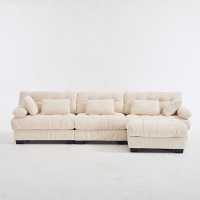 Spacious Sectionals, Wood Frame Modern Deep Seat Sofa For Home Living