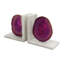 Ensemble de 2 serre-livres Hemi Agate, pierre naturelle glam rose, marbre blanc