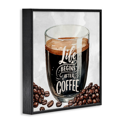 Life Begins After Coffee Framed Giclee, design by Kim Allen