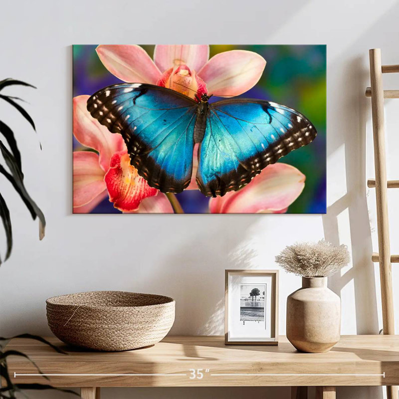 Brampt Butterfly On Orchids, 24" H x 36" W