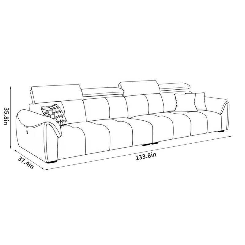 Canapé Minimalist Creative, Noir, noir, noir, noir, H 35,8 po x l 133,8 po x P 37,4 po