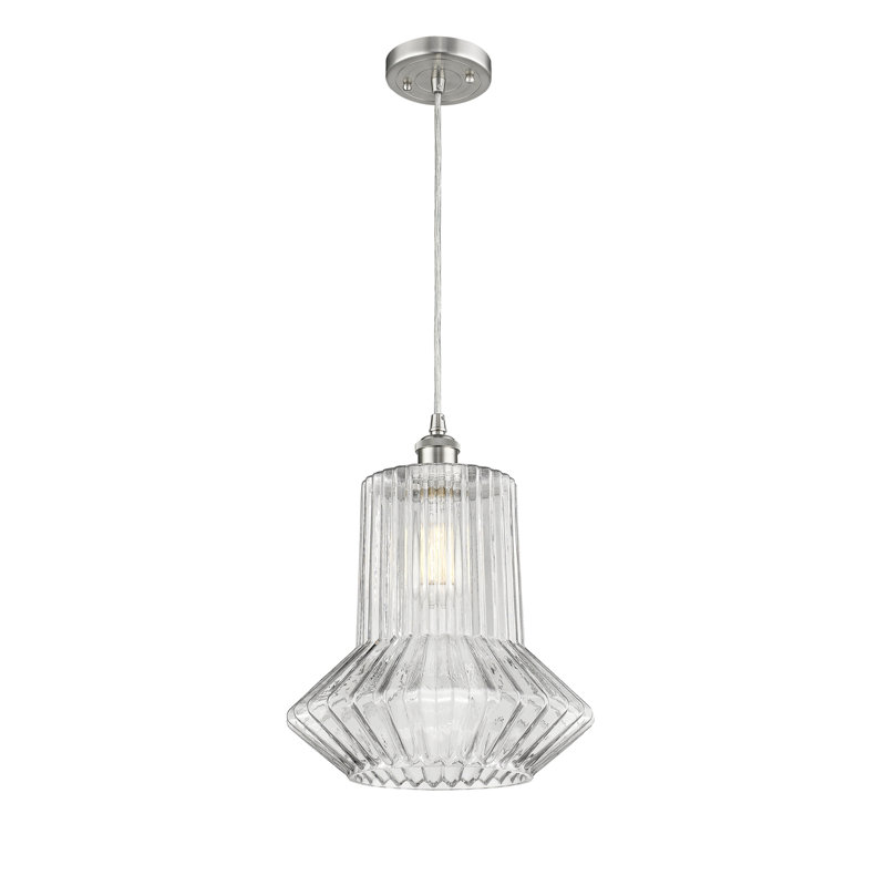 Luminaire suspendu simple géométrique 1 lumière Montrose, Nickel satiné brossé, Incandescent