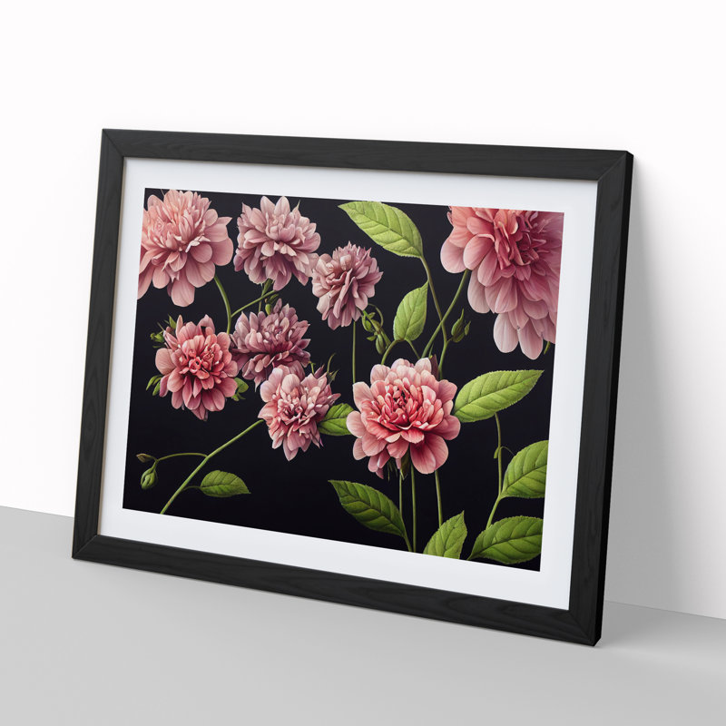Majestic Flowers - Single Picture Frame Print, Black, 46cm H x 64cm W x 2cm D