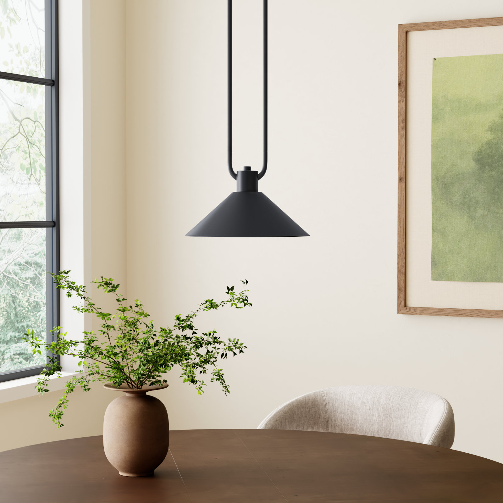 Fayra 1 - Light Industrial Pendant, Black, 10.25" H x 12" W x 12" D