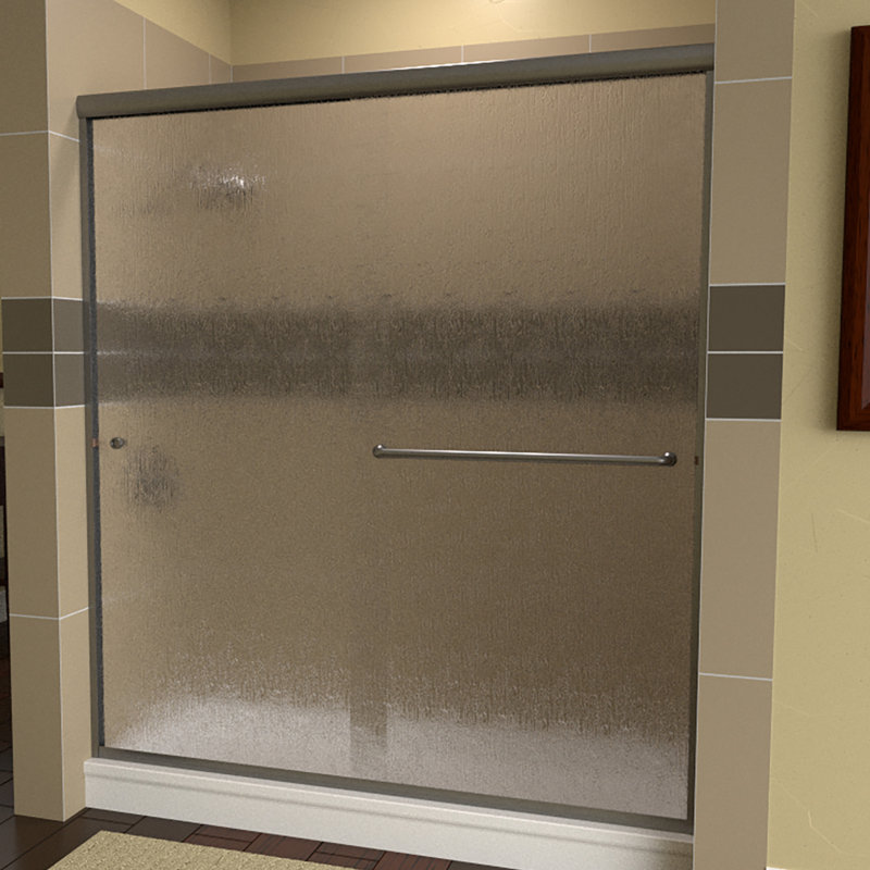 ESE 48" x 76" Polished Chrome Rain Glass Bypass Shower Door