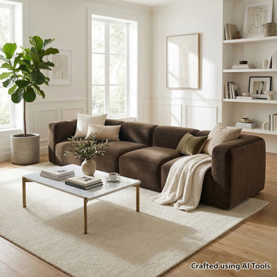 Oversized Modular Deep Seat Performance Velvet Sectional Sofa, Seats 4
