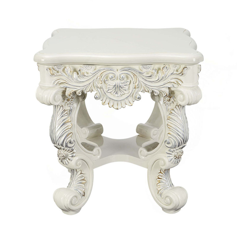 Table de bout à finition blanc antique