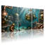Fantaisie et science-fiction Steampunk Underwater City Submarine Diver Fish Pipes, ensemble de 3 impressions d'art sur toile-839437720