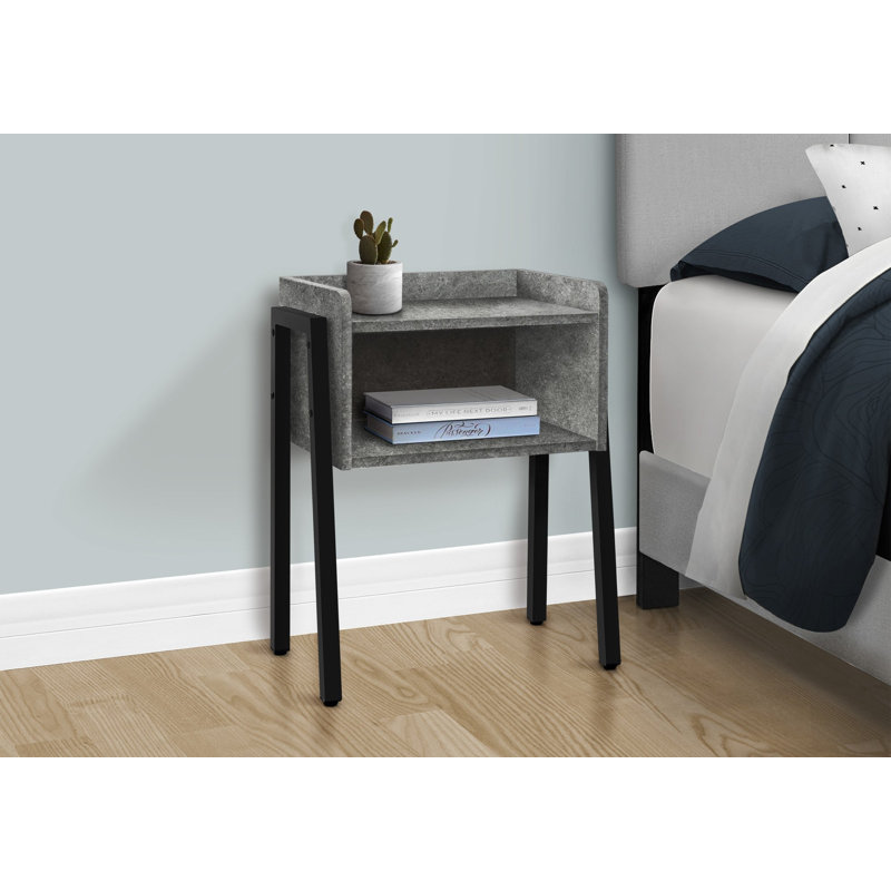 Table d'appoint à 2 niveaux avec casier de rangement et pieds en métal, Grey, Grey, Grey