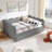 Linen Fabric Daybed with Two Drawers and USB Port-433412675-433412676