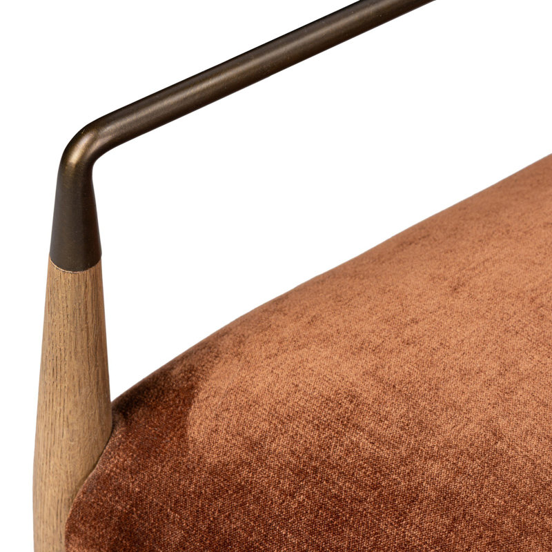 Waldon Stool, Counter Stool (27.68" Seat Height), Altair Sienna/Polyester, Drifted Oak/Brushed Brass