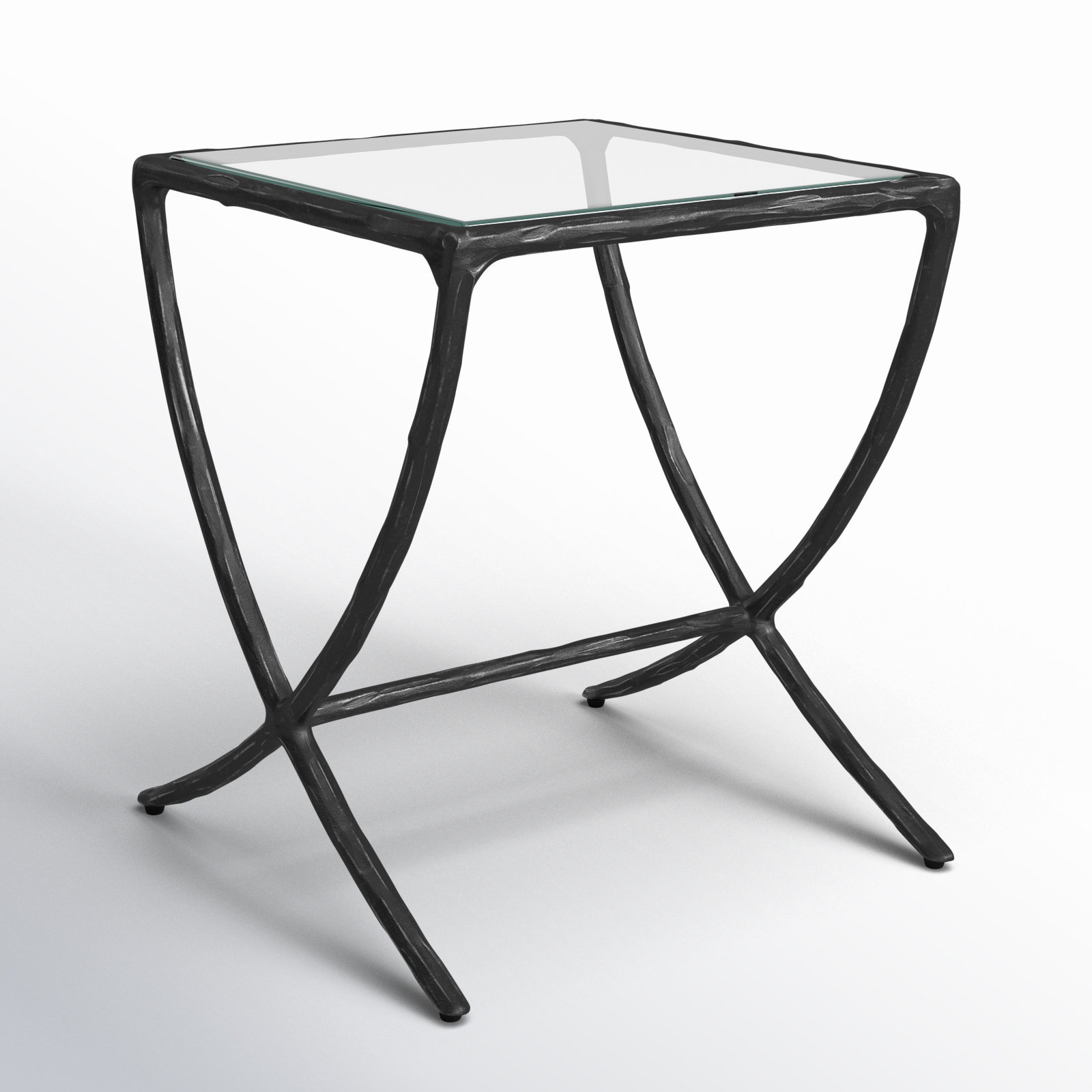 Evelynn Glass End Table, Black