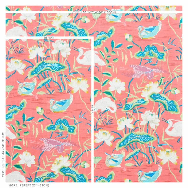 Lotus Garden Fabric, Red