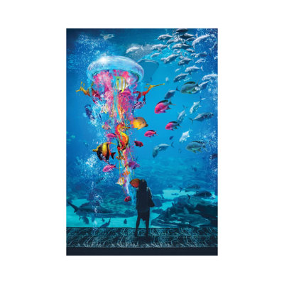 Super Jellyfish In Aquarium Tank by David Loblaw - Wrapped Canvas Print