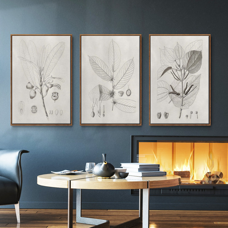 " Neutral Spring I " 3 - Pieces, Walnut, 36" H x 72" W