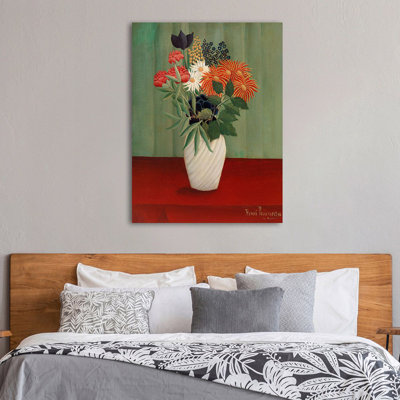 Bouquet of Flowers with China Asters and Tokyos by Henri Rousseau - Wrapped Canvas Painting