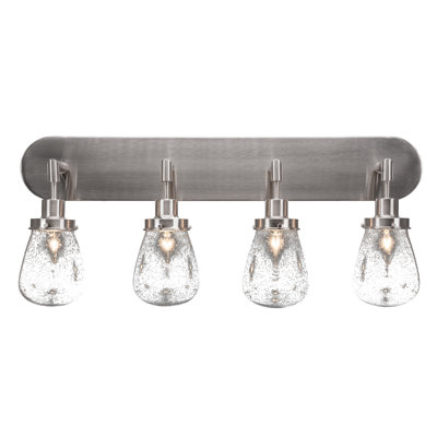 Barre d'éclairage de salle de bain 4 lumières Elwell avec verre de 5 po