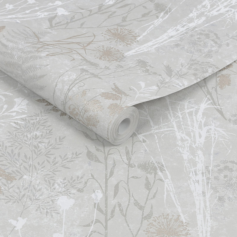 Superfresco Easy Organics Floral Metallic Wallpaper, Beige/Grey