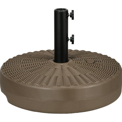 64 Lbs Fillable Patio Umbrella Stand - 1.5" Or 2" Pole Fit, Outdoor, Brown Color Heavy Duty Base Fillable, Fits And Poles,