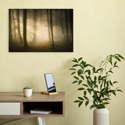 Misty Forest Ethereal Peaceful Serene Autumn Forest Wall Art Print 1 Piece Wrapped Canvas Wall Art