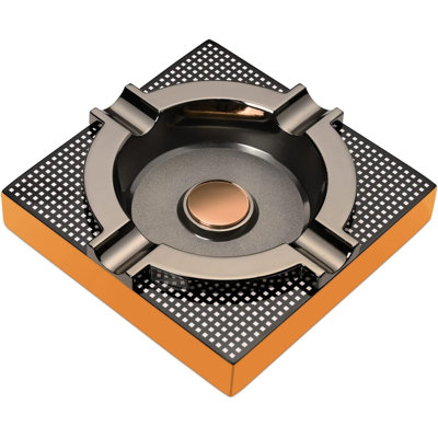 Square Alloy Metal Cigar Ashtray, Suitable For Outdoor Terraces And Homes, A Modern Desktop Decoration, And An Excellent Gift Choice For Men.