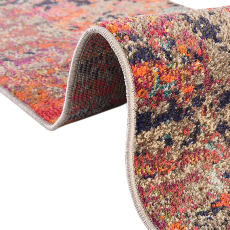Washable Abstract Indoor Rug, Runner 2'7" x 12'