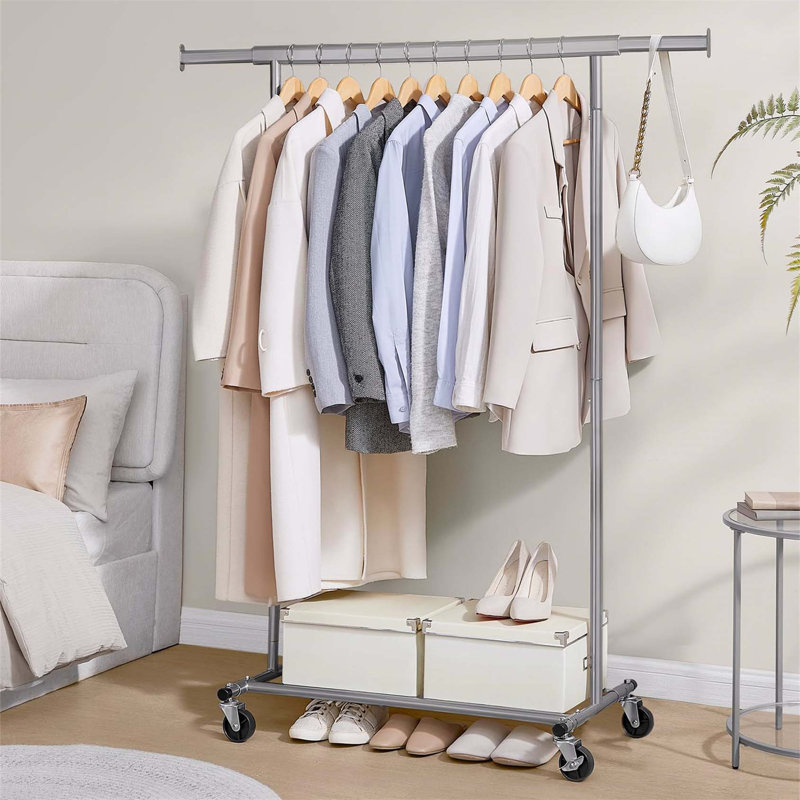 Bonville Adjustable Rolling Clothing Rack, Grey