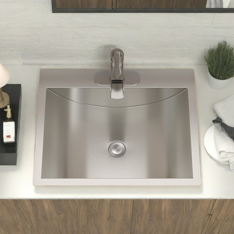 Évier en acier inoxydable nickel brossé 21 x 17 po - Pour nettoyer la saleté et la saleté, salle de bain encastrée 21 po x 17 po facile à nettoyer