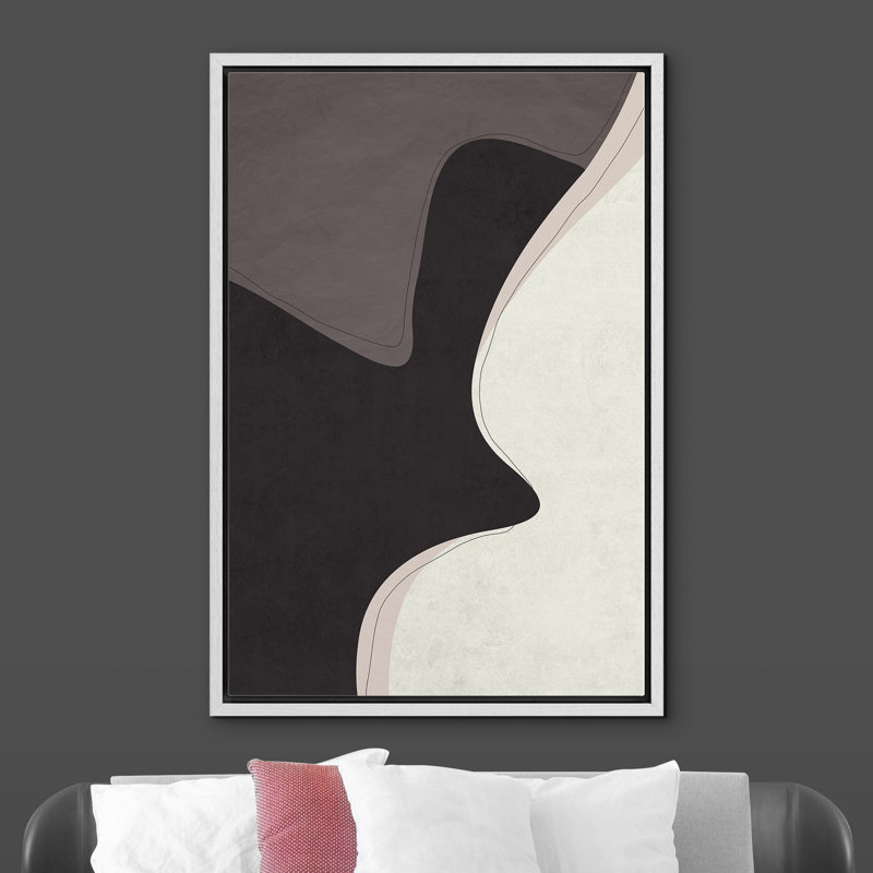" Abstract Alternating Dark & Beige Shape ", White, 36" H x 24" W x 1.5" D