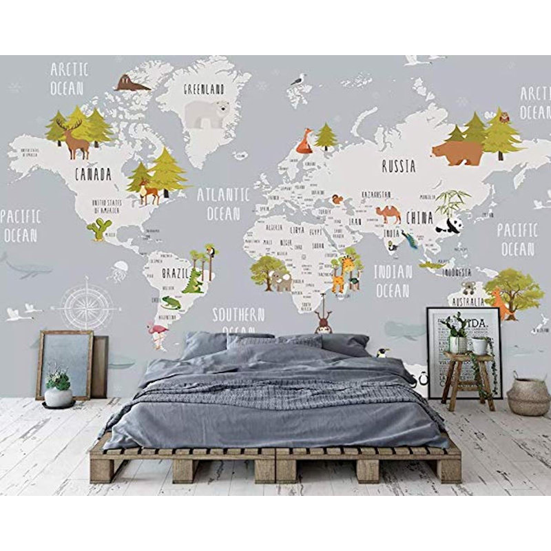 Papier peint avec carte Aitken, Gris clair, l 150 po x L 98 po
