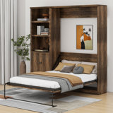 Davia Full Size Murphy Wall Bed With 1 Side Cabinet Storage Shelf, Cabinet Space-Saving Bed