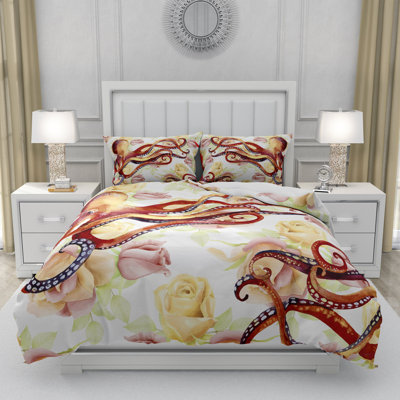  Ensemble de housse de couette Floral Octopus