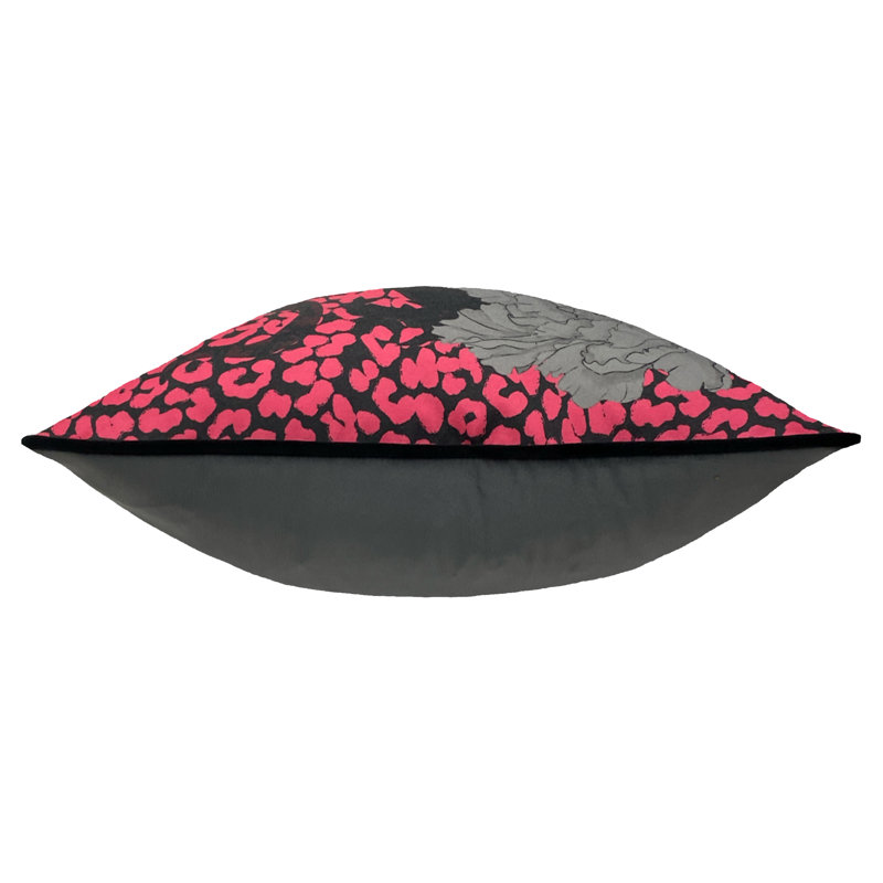 Animal Print Square Scatter Cushion Cushion, Pink/Charcoal