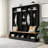 Wide Hall Tree With Storage Bench, Shoe Cabinet With Cube Storage, Shelves & 8 Hooks, Minimalist Entryway Coat Rack-1846484067
