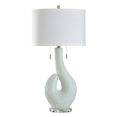 Norman Wyatt Home - Table Lamp - Whisper Blue Ceramic - White Shade