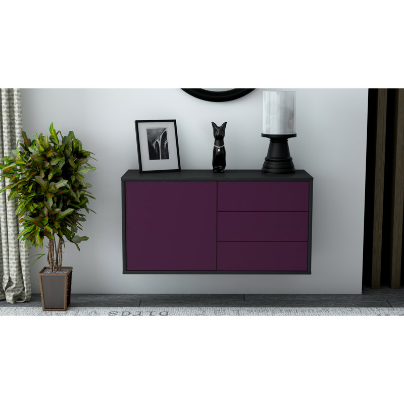Linsley Unfinished Floating TV Stand, Purple