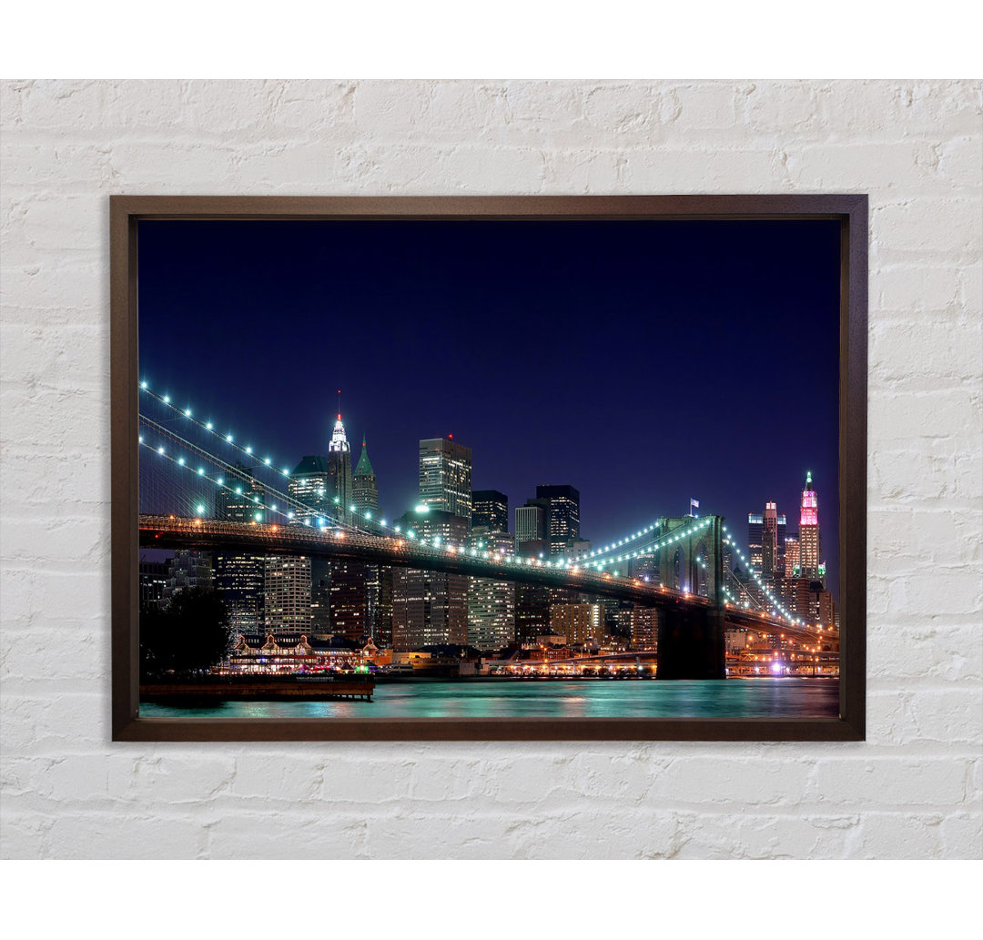 Brooklyn Bridge New York Lights - Einzelner Bilderrahmen Kunstdrucke auf Leinwand