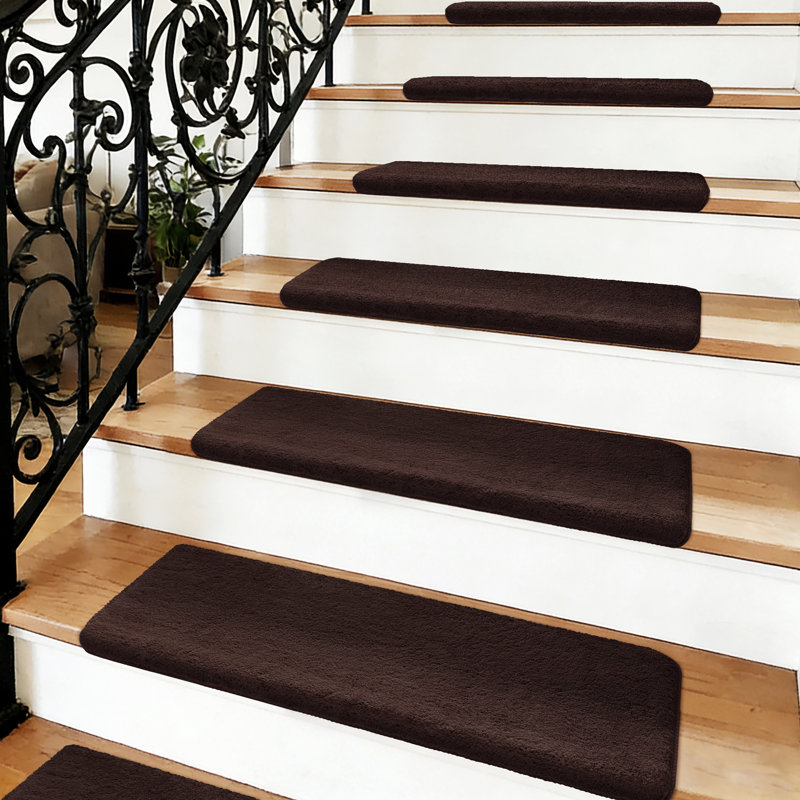 Tapis d'escalier intérieur antidérapant Scarlettrose, Marron foncé, 14