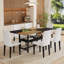 Spacious Modern Dining Table Sets With Storage And White Pu Chairs