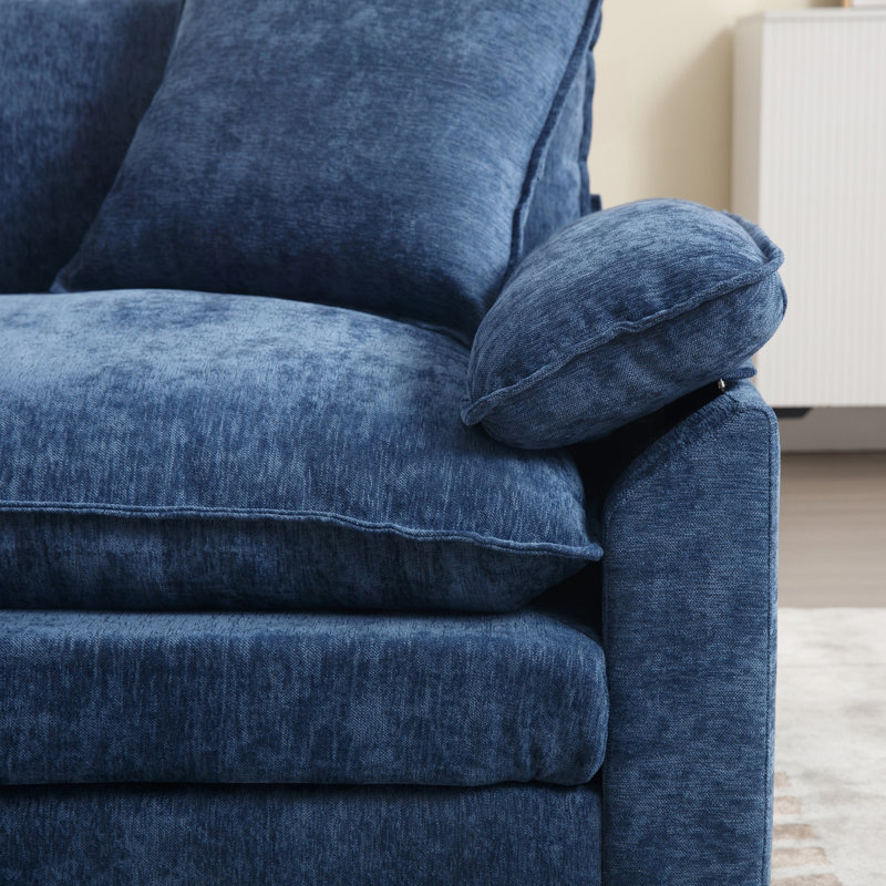 Ensemble de fauteuil d'appoint moderne avec repose-pieds en chenille moderne, Blue