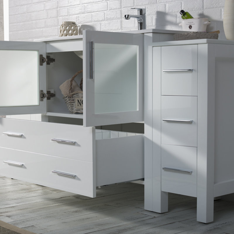 Meuble-lavabo simple 60 po avec lavabo, Blanc