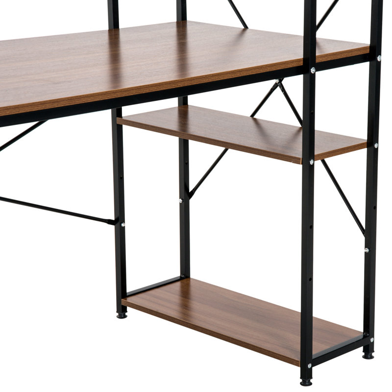 Piekos Metal Base Computer Desk, Brown/Black