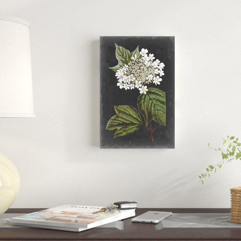 «Dramatic White Flowers III» par Vision Studio - peinture sur toile tendue, H 12 po x l 8 po